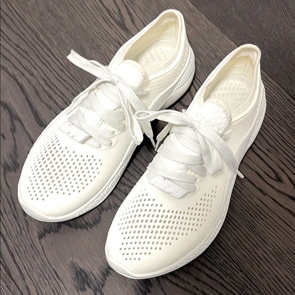 Crocs White Sneakers with Breathable Perforations